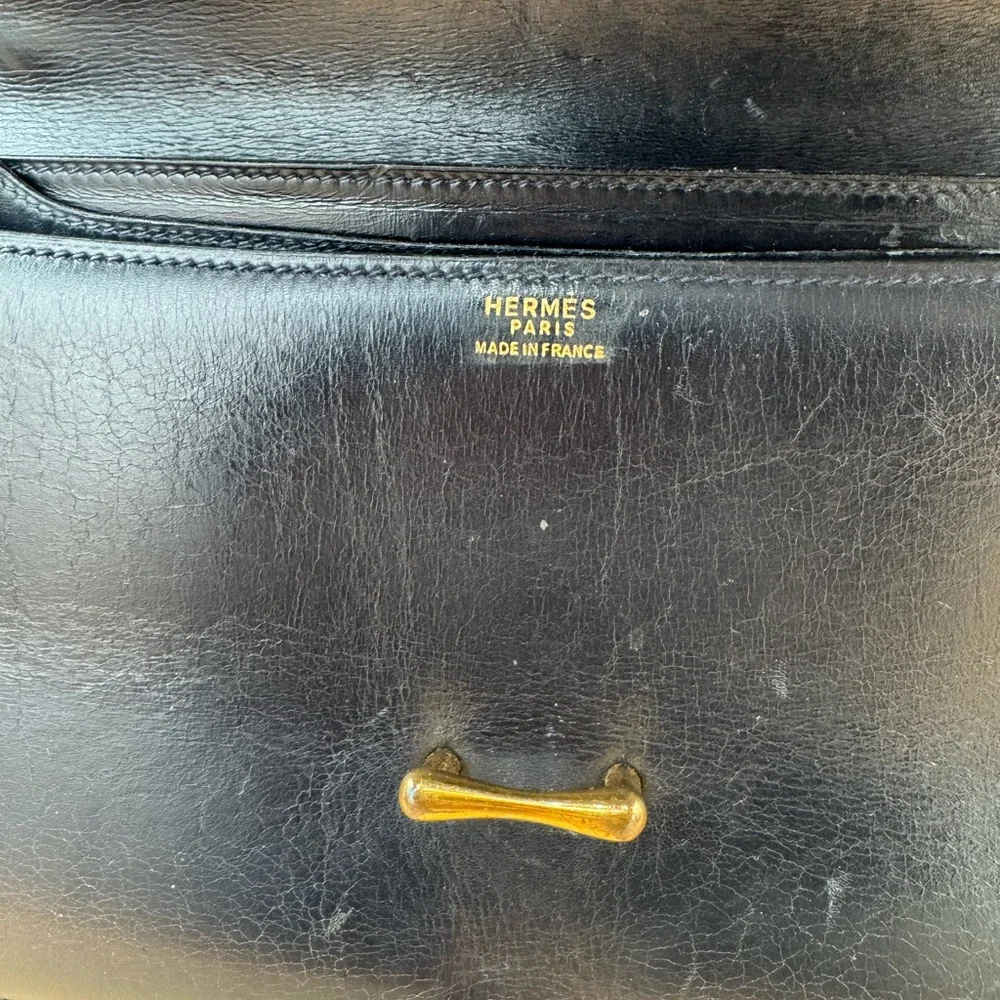 Hérmes Box Dolly Navy Leather Shoulder Bag - Picture 7 of 12